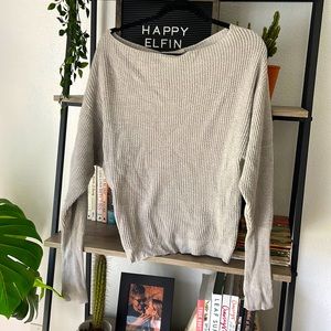 OFF SHOULDER waffle sweater (stretchy!)